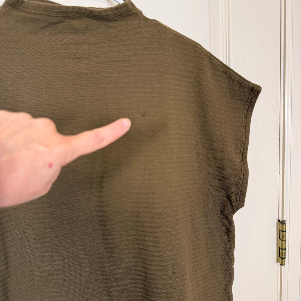 Madewell Boxy Textured Olive Green Mock Neck Top Size Large GUC - Picture 4 of 7